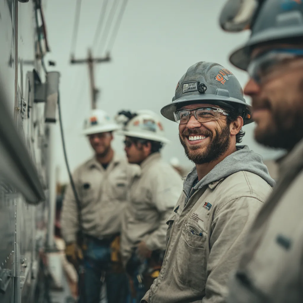 Telecom field crew at a deployment site.